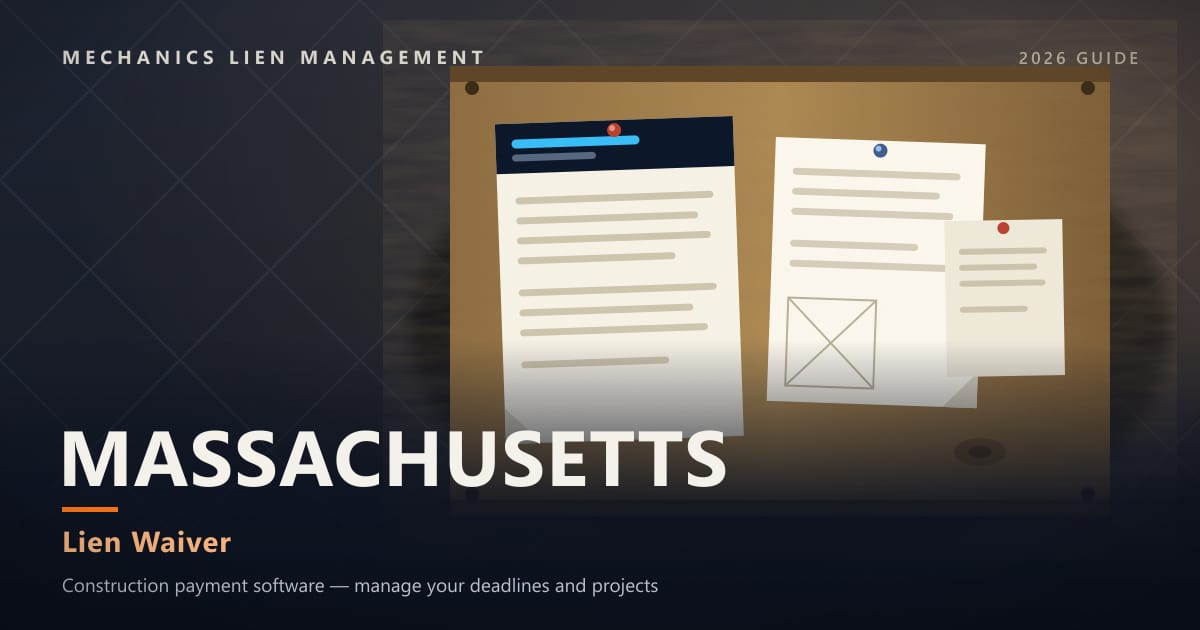 Massachusetts Lien Waiver — official construction notices posted on a jobsite permit board (Mechanics Lien Management Lien Waiver guide, 2026)