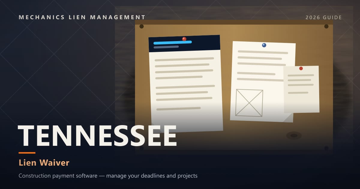 Tennessee Lien Waiver — official construction notices posted on a jobsite permit board (Mechanics Lien Management Lien Waiver guide, 2026)
